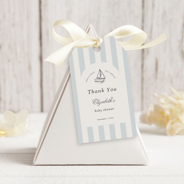 Étiquettes-cadeau Baby On Board Elegant Blue Sailboat (Créateur téléchargé)