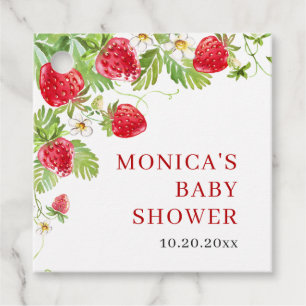 Étiquettes Cadeau Baby shower à l'aquarelle tendance Meadow Strawber