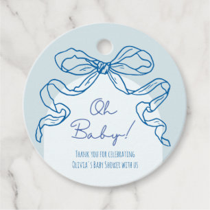 Étiquettes Cadeau Baby shower à mâchoire blanche rétro