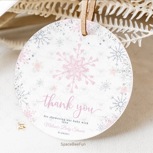 Étiquettes Cadeau Baby shower à neige (Watercolor Cookies Label, perfect for snowflakes winter-themed baby showers or birthday parties. The)