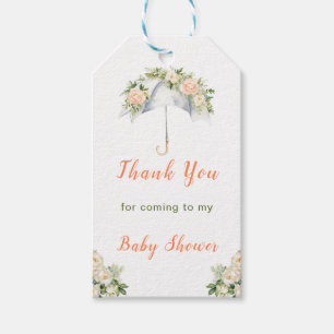Étiquettes-cadeau Baby shower à parapluies florales
