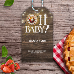 Étiquettes-cadeau Baby shower à tarte rustique Oh Baby Cutie