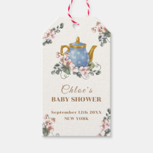 Étiquettes-cadeau Baby shower à thé Fleur sauvage vintage pour fille
