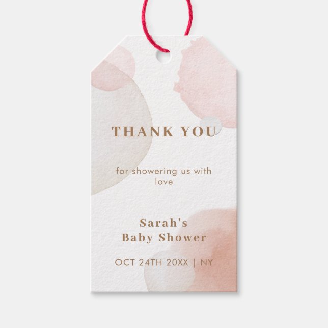 Étiquettes-cadeau Baby shower Abstrait Boho simple (Devant)