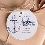 Étiquettes Cadeau Baby shower Ancre nautique blanc<br><div class="desc">Dites merci avec ces étiquettes cadeaux de baby shower bleu marine d'ancre marine.</div>