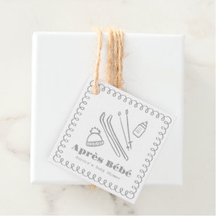 Étiquettes Cadeau Baby shower Après Bébé Gris Creusé À La Main