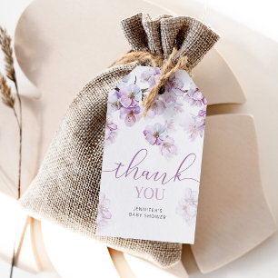 Étiquettes-cadeau Baby shower aquarelle aux fleurs de cerisier
