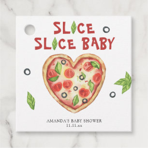Étiquettes Cadeau baby shower aquarelle cœur pizza