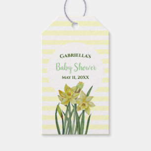Étiquettes-cadeau Baby shower Aquarelle Daffodiques Blancs