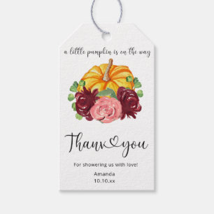 Étiquettes-cadeau Baby shower aquarelle orange Citrouille