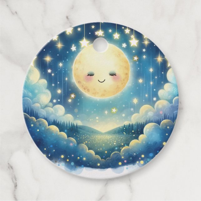 Étiquettes Cadeau Baby shower Aquarelle Twinkle Little Star (Devant)