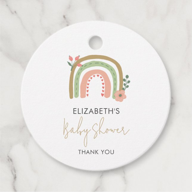 Étiquettes Cadeau Baby shower arc-en-ciel Boho Couleurs pourries Ter (Devant)