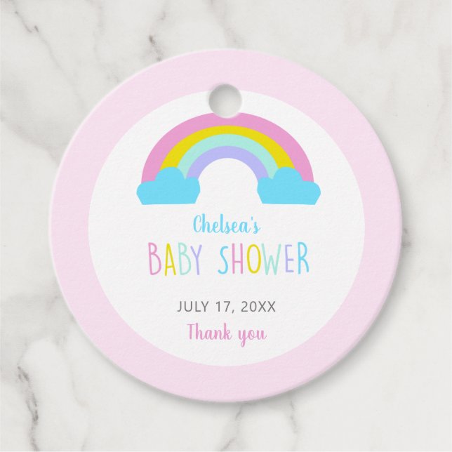 Étiquettes Cadeau Baby shower Arc-en-ciel mignon Amusant Bright Past (Devant)