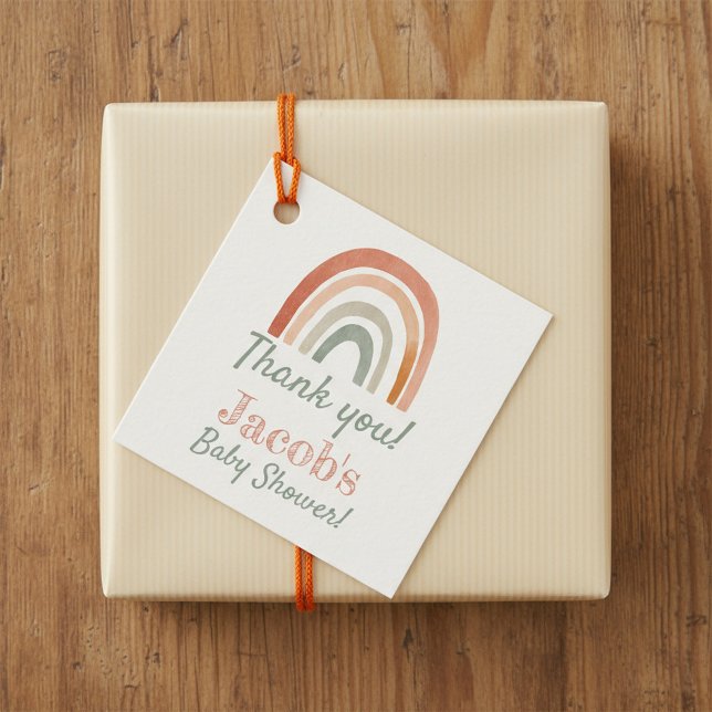 Étiquettes Cadeau Baby shower arc-en-ciel rustique merci (Rustic rainbow baby shower thank you favor tags.)