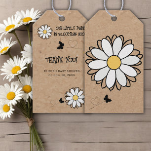 Étiquettes-cadeau Baby shower artisanal minimaliste Dainty Daisy