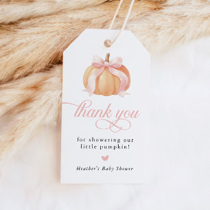 Étiquettes-cadeau Baby Shower Automne Citrouille Arc-en-ciel Rose