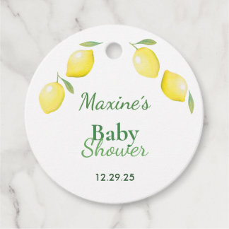 Étiquettes Cadeau Baby shower aux citrons jaunes