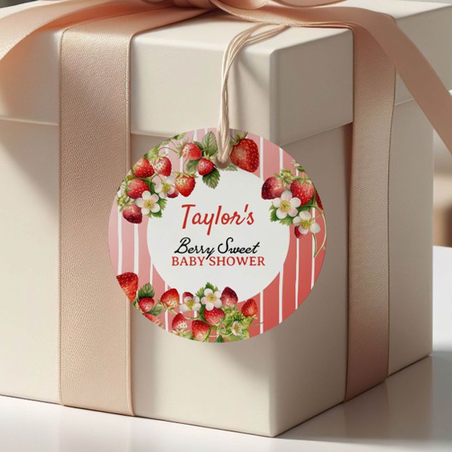 Étiquettes Cadeau Baby shower aux fraises (Créateur téléchargé)