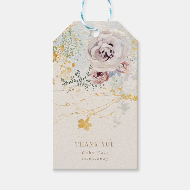 Étiquettes-cadeau baby shower avec couronne botanique fantaisiste (Devant)