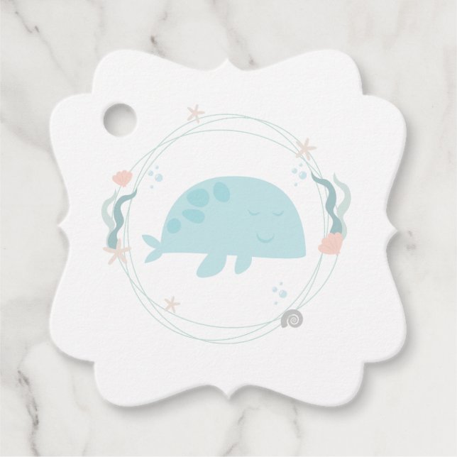 Étiquettes Cadeau Baby shower baleine (Devant)