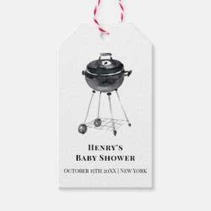 Étiquettes-cadeau Baby shower barbecue minimaliste simple