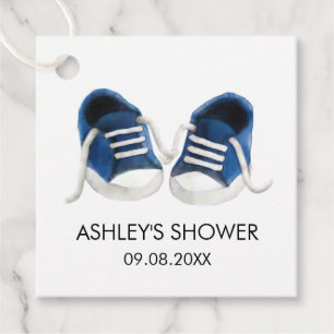 Étiquettes Cadeau Baby shower basket Tags cadeaux, Bleu Chaussures b