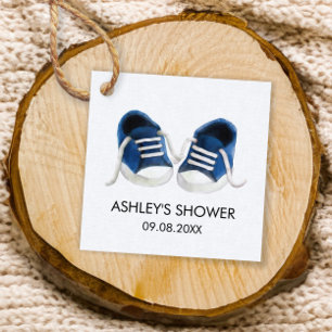 Étiquettes Cadeau Baby shower basket Tags cadeaux, Bleu Chaussures b