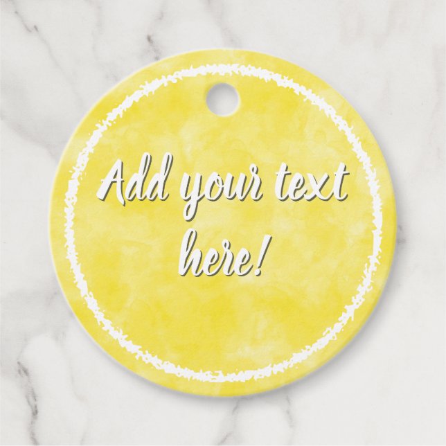 Étiquettes Cadeau Baby shower Bébé Aquarelle Jaune Personnalisée (Devant)