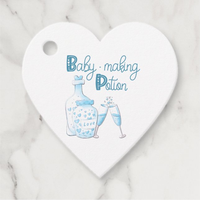 Étiquettes Cadeau Baby shower Bébé bleu mignon faire potion (Devant)