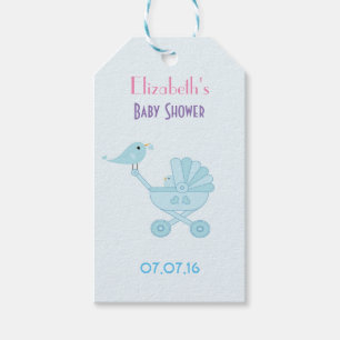Étiquettes-cadeau Baby shower Bébé et oiseaux mamans