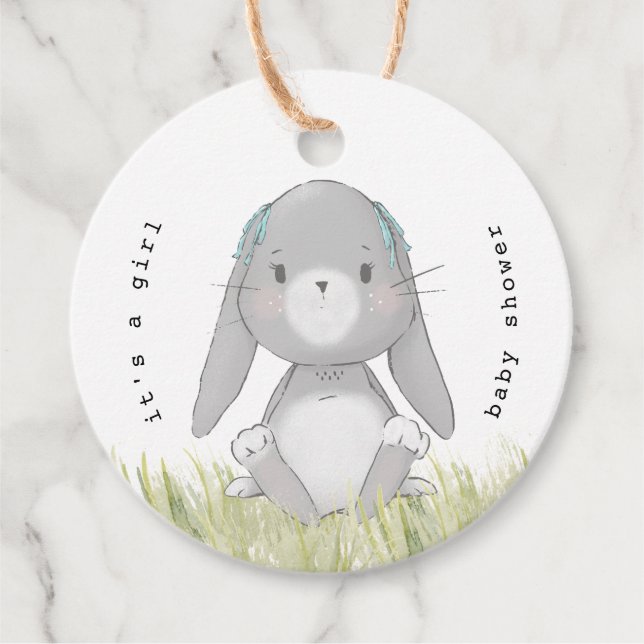 Étiquettes Cadeau baby shower bébé lapin (Devant)
