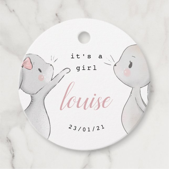 Étiquettes Cadeau baby shower bébé lapin (Devant)