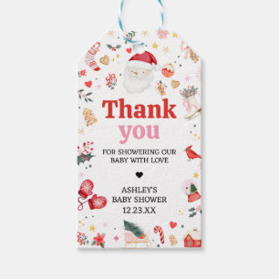 Étiquettes-cadeau Baby shower bébé rose Père Noël Favoriser Tags