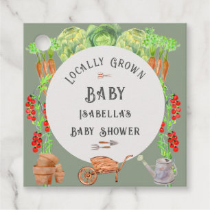 Étiquettes Cadeau Baby-Shower Bébé Vert Sauge de Production Locale