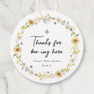 Étiquettes Cadeau Baby shower Bees Daisies et Sunflowers