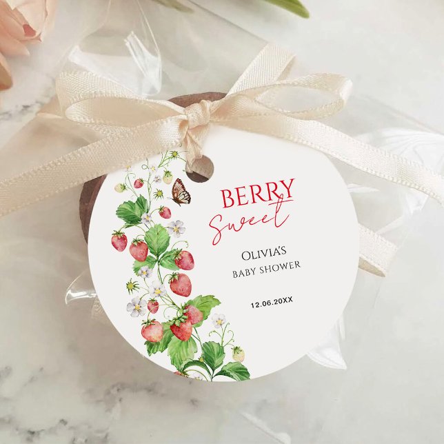 Étiquettes Cadeau Baby shower Berry Sweet Strawberry (Créateur téléchargé)
