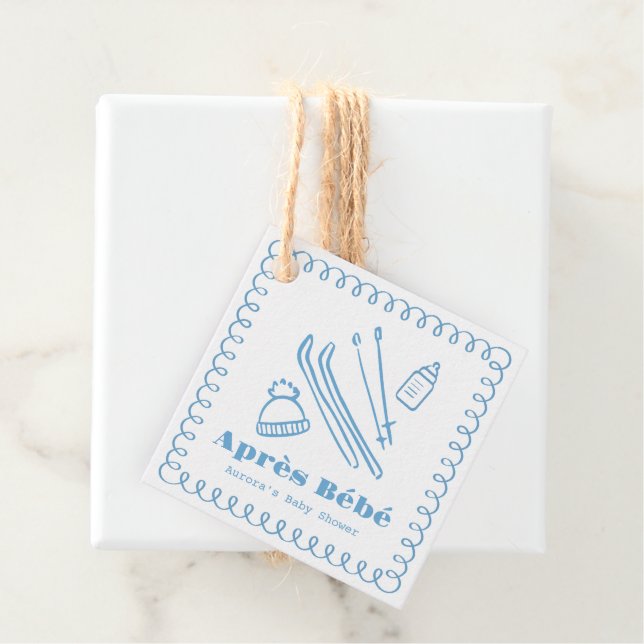 Étiquettes Cadeau Baby shower Bleu À Main Après Bébé Boy (En situation)