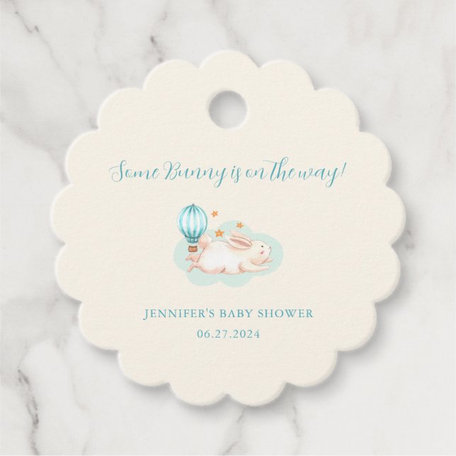 Étiquettes Cadeau Baby shower bleu Bunny Dreams (Devant)