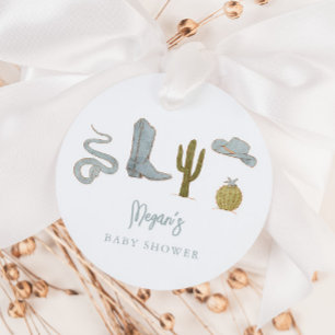 Étiquettes Cadeau Baby shower bleu cowboy