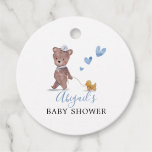 Étiquettes Cadeau Baby shower Bleu Teddy Bear