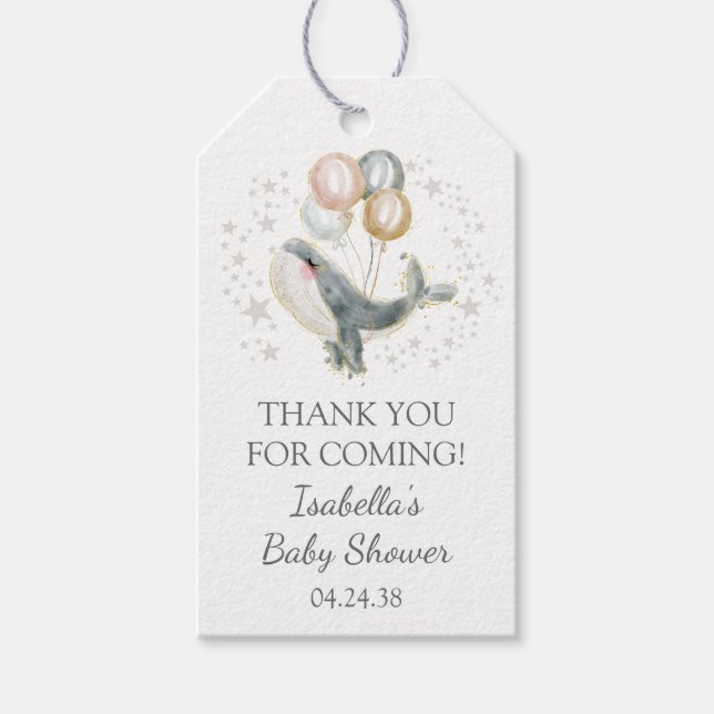Étiquettes-cadeau Baby shower Blue Cute Whale (Devant)