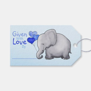 Étiquettes-cadeau Baby shower Blue Elephant offert avec un cadeau d'