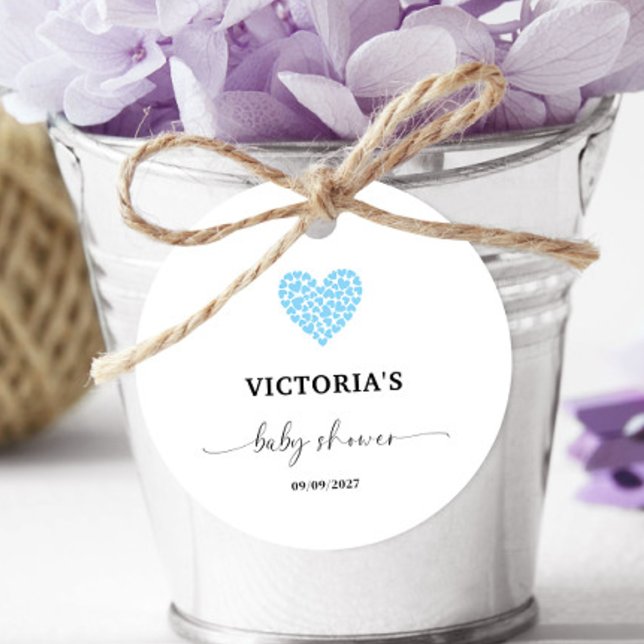 Étiquettes Cadeau Baby shower Blue Heart (Créateur téléchargé)