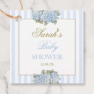 Étiquettes Cadeau Baby shower Blue Hydrangea
