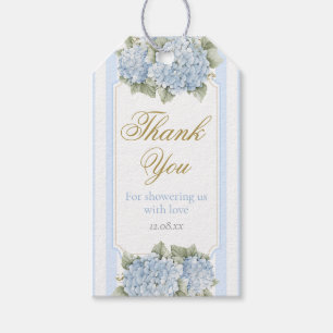Étiquettes-cadeau Baby shower Blue Hydrangea