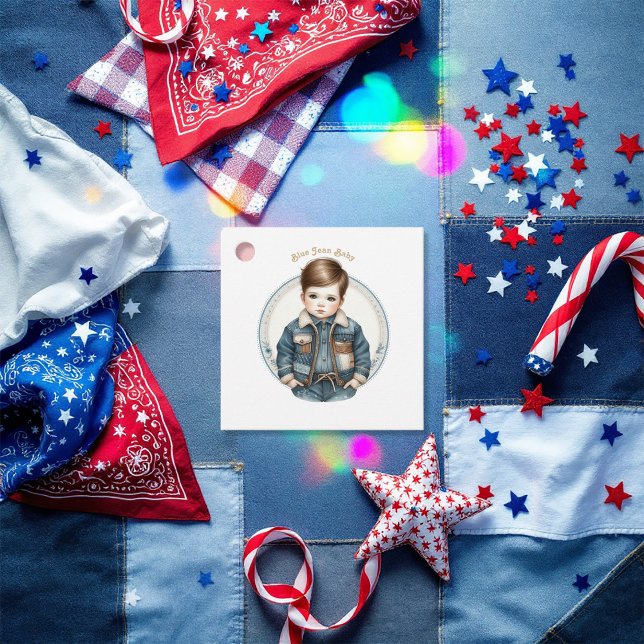 Étiquettes Cadeau Baby shower Blue Jean Baby Rustic Denim (Blue Jean Baby Rustic Denim Baby Shower Favor Tags)