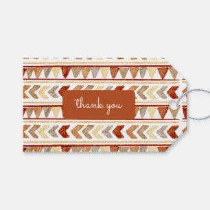 Étiquettes-cadeau Baby Shower Bohème Tribal Navajo Marron Merci