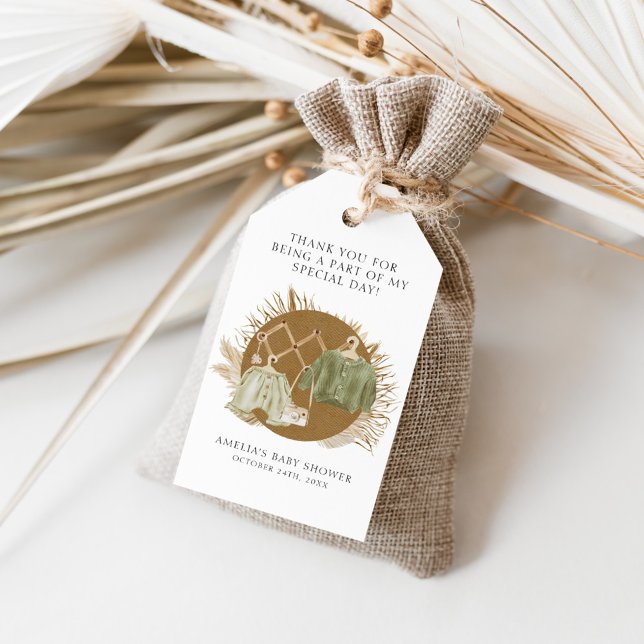 Étiquettes-cadeau Baby shower Boho Florals (Créateur téléchargé)