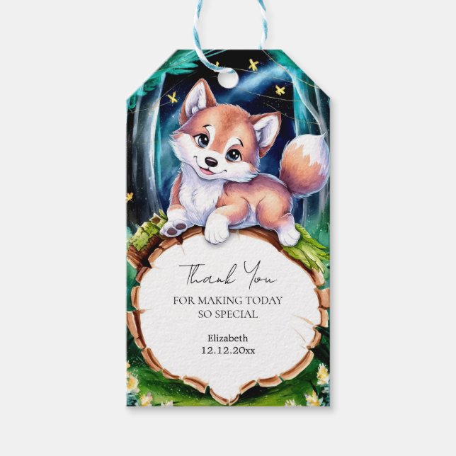 Étiquettes-cadeau Baby shower Boho Magic Wolf (Devant)