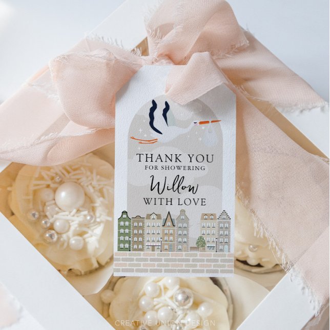 Étiquettes-cadeau Baby shower Boho Stork Saupoudrer Merci Favoriser (Boho Baby Shower Stork)